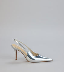 Mirror Finish Metallic Slingback Pumps