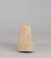 Frost Mode Microsuede Stud Platform Booties