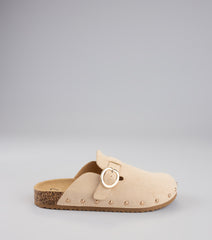 Weekend Ease Faux Suede Studded Clogs