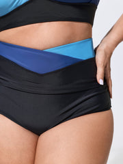 Colorblock Overlap Waist Swim Bottoms