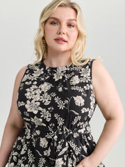 Monochrome Floral Print High Low Hem Top
