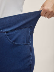 Overlap Hem Yoga Stretch Skinny Knit Jeans