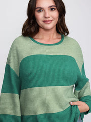 Colorful Stripe Ribbed Drop Shoulder Sweatshirt