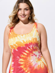 Stretchy Tie-Dye Effect Sleeveless Mini Knit Dress