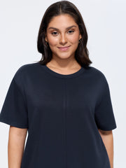Supersoft Stretchy Pockets Round Neck Shift Dress