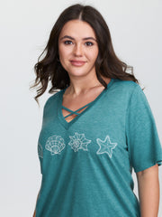 Supersoft Ocean Pattern Embroidered T-Shirt