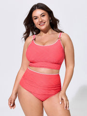 Textured Embroidered Edge Swim Top