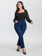 Sweetheart Neckline Cinched Waist Blouse