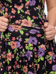 Stretchy Floral Print Sleeveless Mini Dress