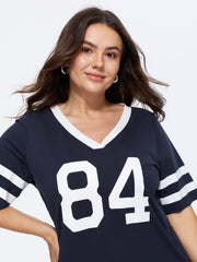 Cotton Graphic Print Color Contrast T-Shirt