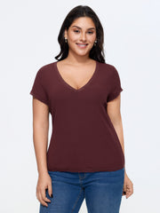 Stretchy V-Neck Fitted T-Shirt
