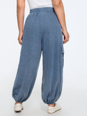 Washed Cargo Pocket Drawstring Jogger Pants