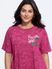 Vintage Round Neck Tropical Print T-Shirt