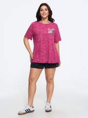 Vintage Round Neck Tropical Print T-Shirt