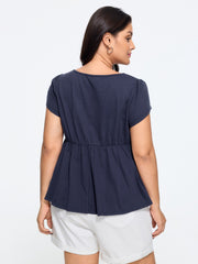 Cotton Square Neck Lace Trim Babydoll T-Shirt