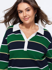 2 In 1 Retro Striped Color Contrast Sweatshirt