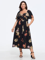 Supersoft Floral Print Twist Front Midi Dress