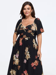 Supersoft Floral Print Twist Front Midi Dress