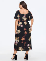 Supersoft Floral Print Twist Front Midi Dress