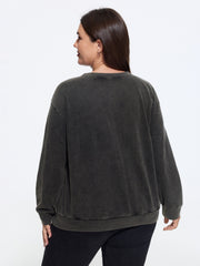 Vintage Washed Sun Floral Print Crew Neck Sweatshirt