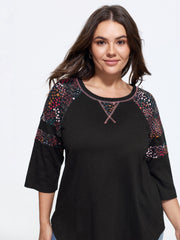 Cotton Floral Print Shoulder Detail T-Shirt