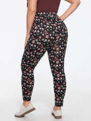 Stretchy Floral Print High Waist Pocket Leggings