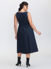 Tweed Pinafore Stretchy Midi Dress