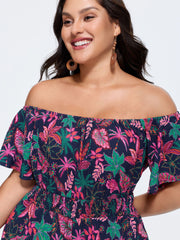 Floral Print Ruffled Off-Shoulder Romper
