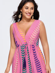 Colorful Geometric Print Tassel Jumpsuit