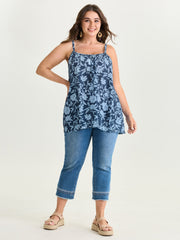 Fresh Floral Pleated Tank Top