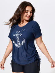 Sail Away Print Fitted Swim Top