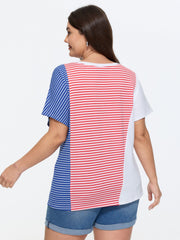 Cotton Colorful Striped Print Long T-Shirt