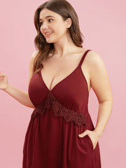 Romantic Ruffles Crochet Lace Pocket Nightgown