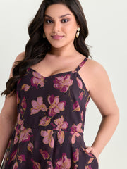 Floral Print High Low Hem Romper