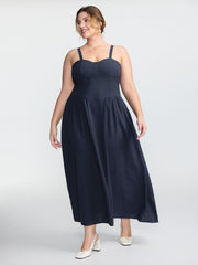 Pleated Side Skirt Sculpted Cami Maxi Dress