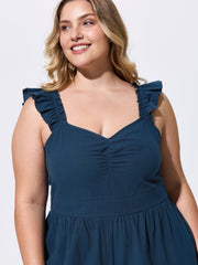 Cotton Ruffled Straps Sweetheart Neckline Romper
