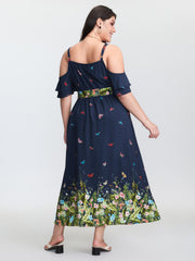 Supersoft Meadow Print Waist-Tie Maxi Dress