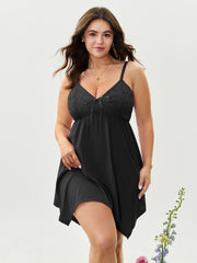 Bowknot Crochet Lace Asymmetrical Hem Nightgown