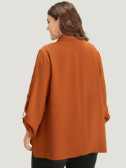 Plain Button Up Tab Sleeve High Low Hem Jacket