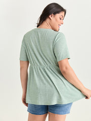 Supersoft Button Detail Plain Knit Top