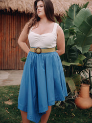 Stretchy Buckle Woven Wide Belt