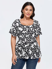 Floral Print Fit And Flare Blouse