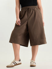 Cotton Drawstring Waist Capri Pants