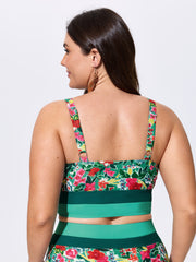 Floral Print Color Contrast Bikini Top