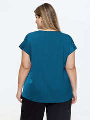 Knotted Front Plain Dolman Sleeve Blouse