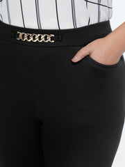 Stretchy Buckle Waistband Skinny-Fit Pants