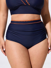 Color Contrast Embroidered Swim Bottoms