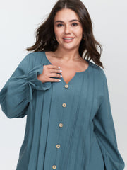 Pure Cotton Toothpick Pleat Tie Blouse