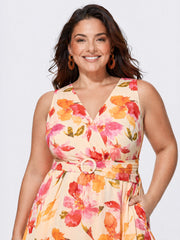 Supersoft Floral Print Split Hem Midi Dress