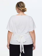 Ruched Adjustable Waist-Tie T-Shirt